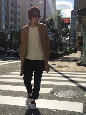 「L.H.P（エルエイチピー）のアイテム（チェスターコート）」を使った、NAOさん（メンズ・177cm）の秋コーディネート