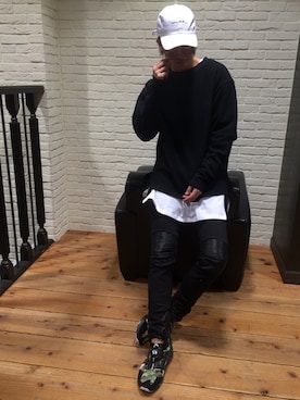 「KaneZ（ケインズ）のアイテム（キャップ）」を使った、NAOさん（メンズ・177cm）の冬コーディネート