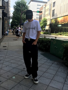 「DRKSHDW by RICK OWENS（ダークシャドウ バイ リックオウエンス）のアイテム」を使った、NAOさん（メンズ・177cm）の夏コーディネート