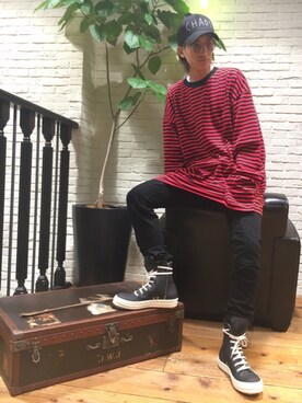 「DRKSHDW by RICK OWENS（ダークシャドウ バイ リックオウエンス）のアイテム」を使った、NAOさん（メンズ・177cm）の夏コーディネート