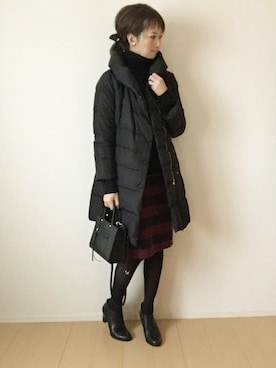 「ダウンコート」｜「アイテム（ブーティ）」を使った、hakuさん（レディース・163cm）の冬コーディネート