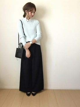 「サックスブルー」｜「アイテム（財布/小物）」を使った、hakuさん（レディース・163cm）の秋コーディネート