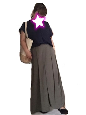 「GU（ジーユー）のアイテム（その他パンツ、グリーン系）」を使った、空と白さん（レディース・156cm）の秋コーディネート