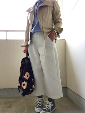 「ダンガリーシャツ」｜「アイテム（その他アウター）」を使った、bk1228さん（レディース・154cm）の秋コーディネート