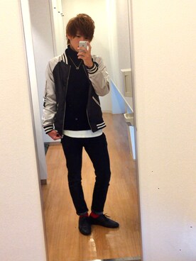 「RAGEBLUE（レイジブルー）の＜トレンドのロング丈＞ワッフルロングカットソー/733404（Tシャツ/カットソー）」を使った、けんさん（メンズ・175cm）の秋コーディネート