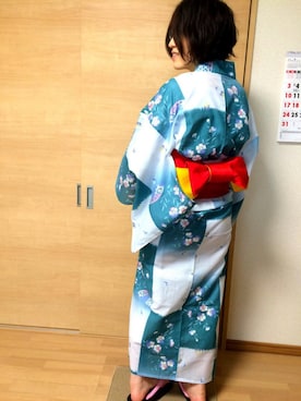 「アイテム（浴衣、グリーン系）」を使った、ゆいころさん（レディース・162cm）の夏コーディネート