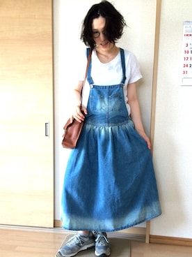 「Simplicite（サンプリシテ）のアイテム（オールインワン・サロペット）」を使った、ゆいころさん（レディース・162cm）の夏コーディネート