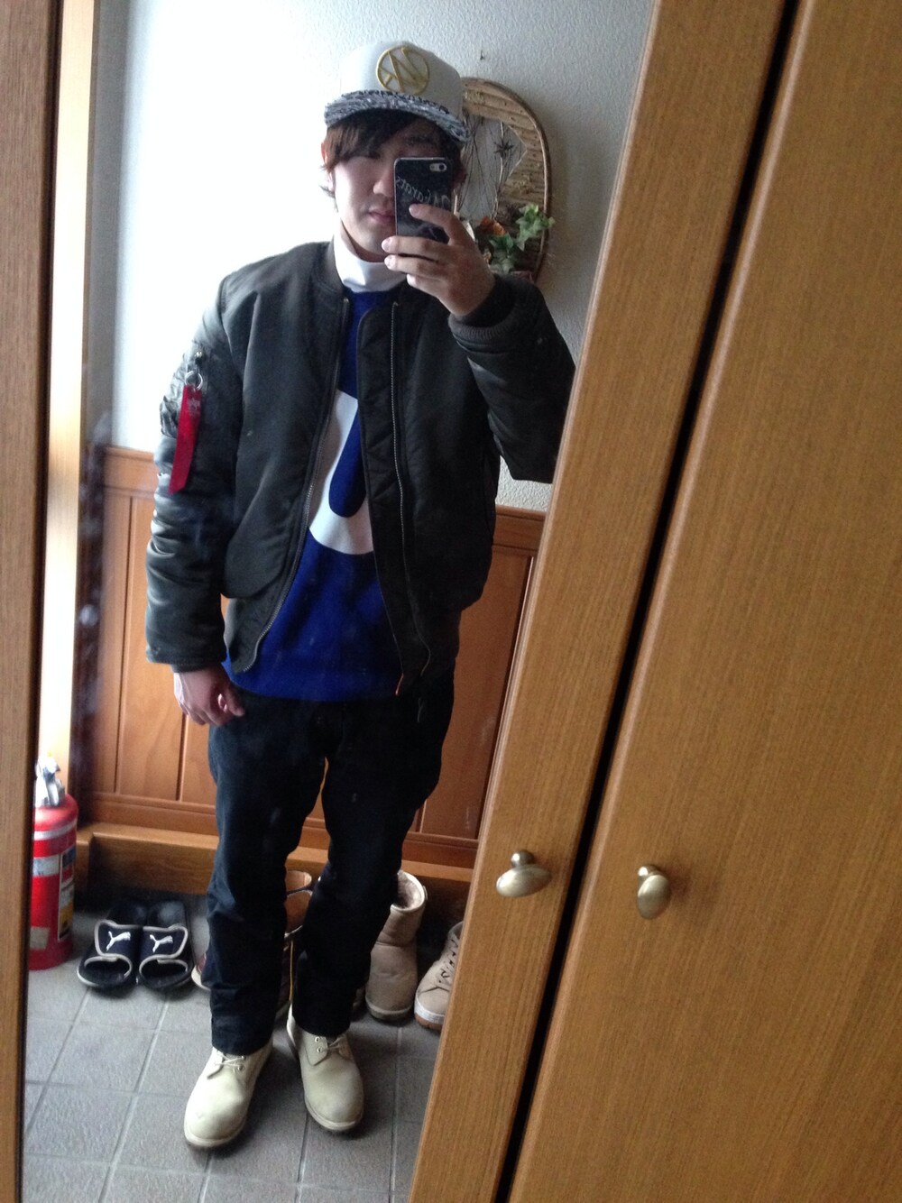 「MA-1、alphaindustries、supreme、ティンバーランド、RAGEBLUE、タートルネック、24karats、ストリート、スウェット、GU」｜「Alpha Industriesのアイテム（ブルゾン、グリーン系）」を使った、Takaさん（メンズ・165cm）の冬コーディネートの1枚目の写真