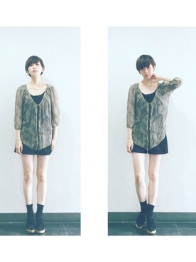 「サンダルに靴下」｜「アイテム（つなぎ/オールインワン）」を使った、saki takahashiさん（レディース・163cm）の夏コーディネート