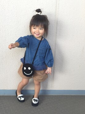 「ニコちゃん」｜「アイテム（モカシン/デッキシューズ）」を使った、anjuさん（キッズ・80cm）の秋コーディネート