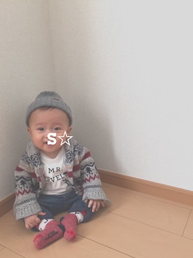 「カウチン」｜souta✭さん（キッズ・70cm）の冬コーディネート