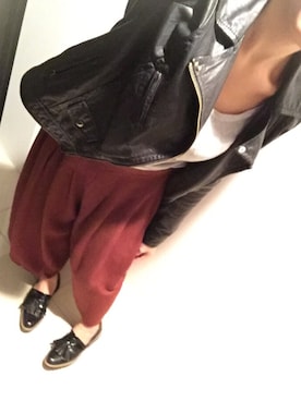 「JILL STUART（ジルスチュアート）のアイテム（ライダースジャケット）」を使った、marimariさん（レディース・154cm）の秋コーディネート
