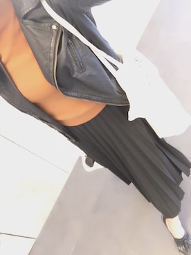 「JILL STUART（ジルスチュアート）のアイテム（ライダースジャケット）」を使った、marimariさん（レディース・154cm）の秋コーディネート