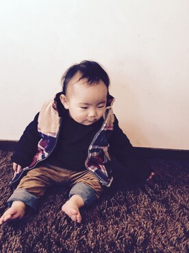 「what's whatのアイテム（その他パンツ、ベージュ系）」を使った、h a r u .さん（レディース・158cm）の冬コーディネート