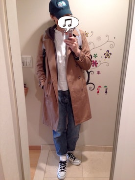 「旦那さんのを借りました」｜「アイテム（ジャケット/アウター）」を使った、わんちゃんさん（レディース・168cm）の冬コーディネート