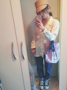 「シルク」｜「アイテム（帽子）」を使った、ayuさん（レディース・158cm）の夏コーディネート