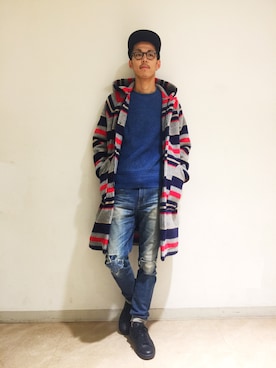 「HYSTERIC GLAMOUR（ヒステリックグラマー）のアイテム（ステンカラーコート）」を使った、森 拓巳さん（メンズ・176cm）の秋コーディネート