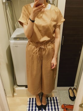「アイテム（つなぎ/オールインワン、ベージュ系）」を使った、こうめさん（レディース・160cm）の夏コーディネート
