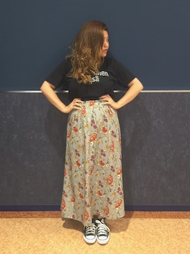 「SEVENDAYS=SUNDAY（セブンデイズサンデイ）のアイテム（Tシャツ/カットソー）」を使った、マミたすさん（レディース・155cm）の夏コーディネート