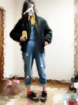 「ミニオンガールのアイテム（その他、イエロー系）」を使った、🚺            8  7さん（レディース・163cm）の冬コーディネート