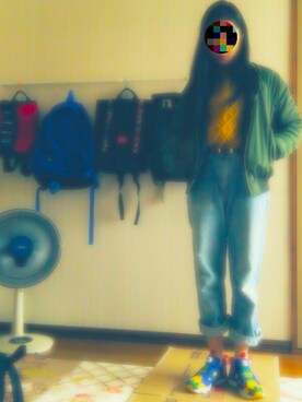 「GU（ジーユー）のアイテム（ニット/セーター、オレンジ系）」を使った、🚺            8  7さん（レディース・163cm）の冬コーディネート