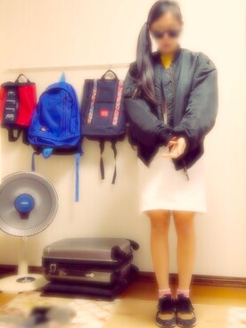 「GU（ジーユー）のアイテム（その他、イエロー系）」を使った、🚺            8  7さん（レディース・163cm）の冬コーディネート