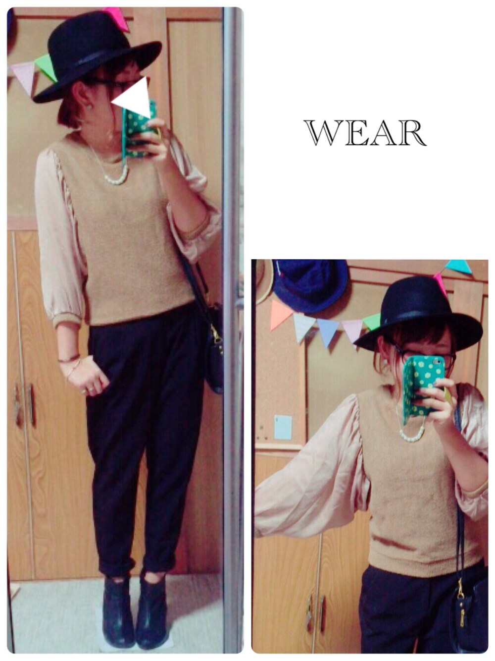 ベージュ系のその他トップス、ブラック系のその他パンツ、ブラック系のブーティを着用したレディースの秋コーディネートの1枚目の写真