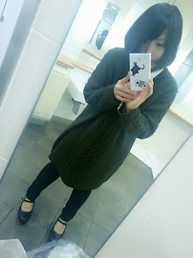 「ロングニット」｜「アイテム（その他）」を使った、かるーぁさん（レディース・159cm）の冬コーディネート