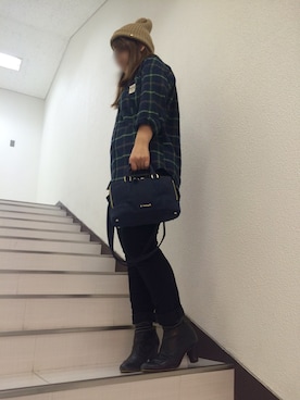 「アイテム（ボストンバッグ）」を使った、Tonzuraさん（レディース・154cm）の秋コーディネート