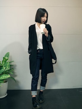 「MUJI」｜「アイテム（スーツジャケット）」を使った、張寧ningさん（レディース・156cm）の夏コーディネート
