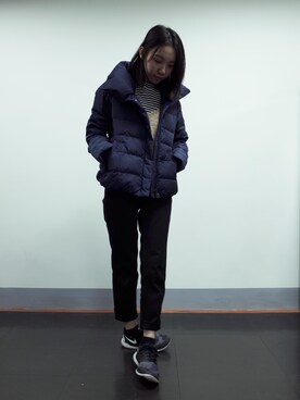 「MUJI」｜「アイテム（ダウンジャケット/コート）」を使った、張寧ningさん（レディース・156cm）の秋コーディネート