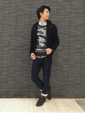 「アイテム（ダッフルコート、ブルー系）」を使った、SAKURAGIさん（メンズ・179cm）の秋コーディネート