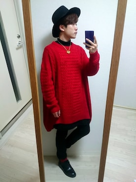 「アイテム（音楽/本・雑誌、レッド系）」を使った、stickさん（メンズ・170cm）の秋コーディネート