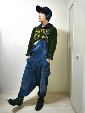 「HLNA（エイチエルエヌエー）のアイテム」を使った、stickさん（メンズ・170cm）の冬コーディネート