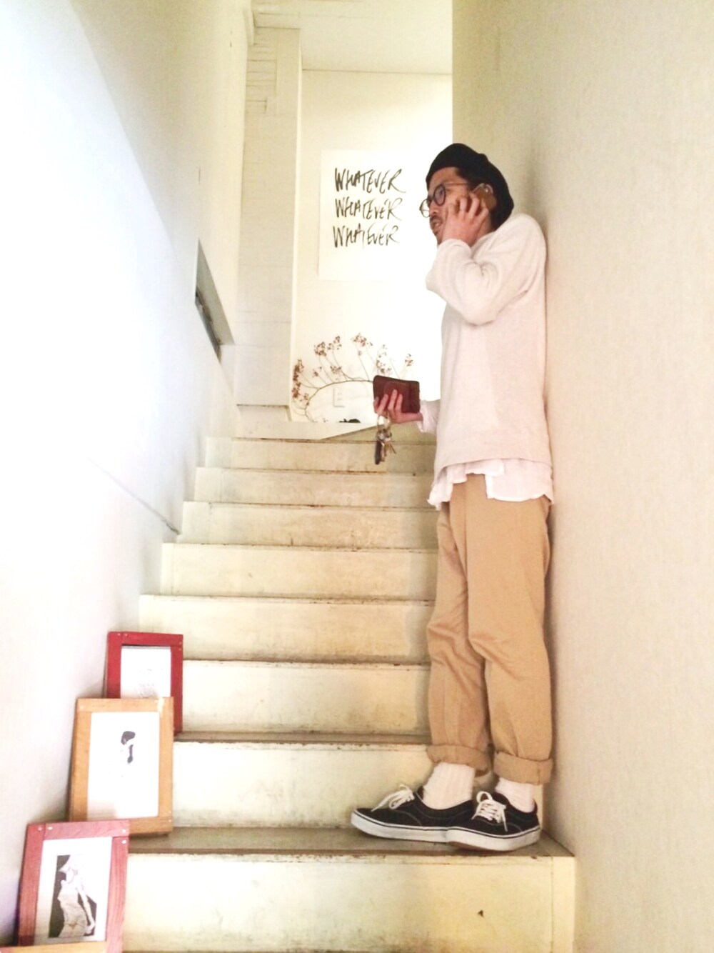 「スウェット、fufura」｜「South2 West8のアイテム（スウェット、ホワイト系）」を使った、ワキタシュヤさん（メンズ・170cm）の春コーディネートの1枚目の写真