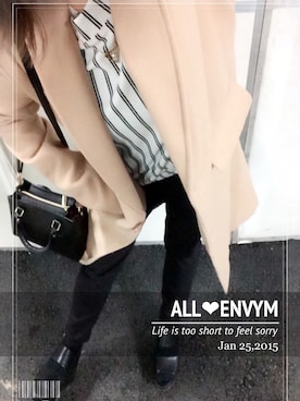 「ENVYM（アンビー）のアイテム（チェスターコート）」を使った、Kahoyanさん（レディース・149cm）の冬コーディネート