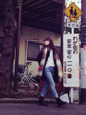 「Y's（ワイズ）のアイテム（チェスターコート）」を使った、七瀬みなみさん（メンズ・168cm）の冬コーディネート