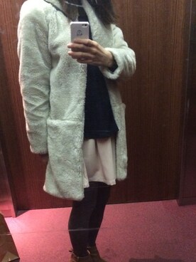 「MERCURYDUO（マーキュリーデュオ）のアイテム（ダウンジャケット/コート）」を使った、aokoさん（レディース・155cm）の冬コーディネート