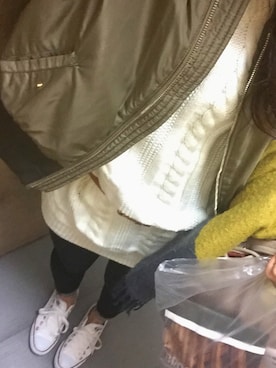 「ロングニット」｜「アイテム（ブルゾン）」を使った、 ❤︎ marizoo☺︎ ❤︎さん（レディース・161cm）の春コーディネート