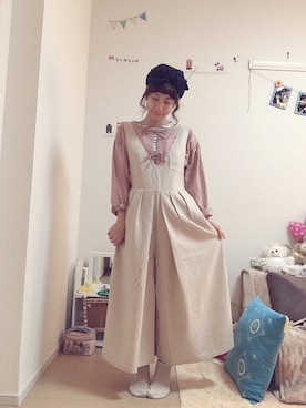 「アイテム（ヘアアクセサリー、ブルー系）」を使った、ぼん＊さん（レディース・151cm）の秋コーディネート