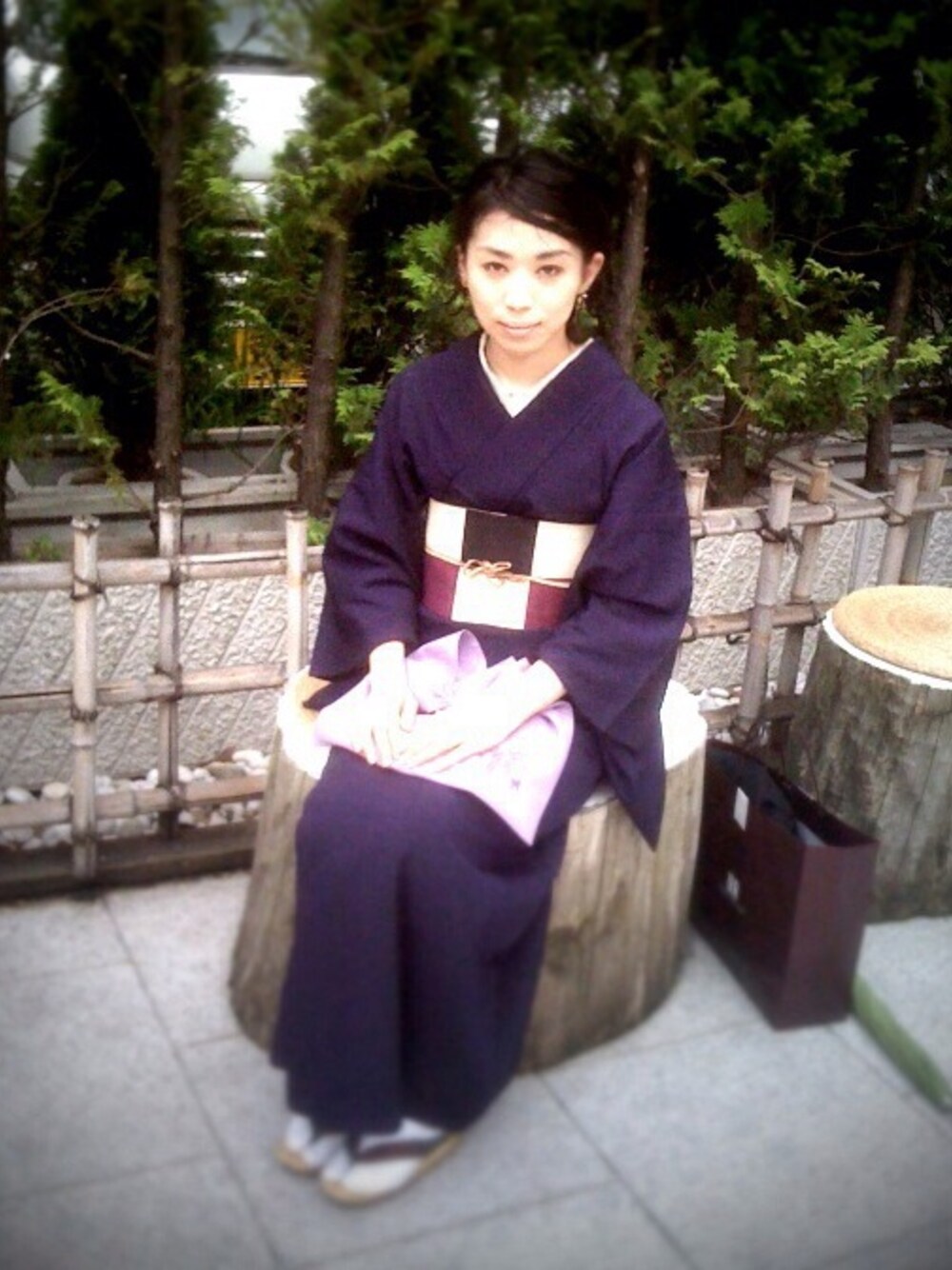 「神楽坂、たんす屋、飯田橋、色無地お召、東京大神宮、和装詣」｜「市松半幅帯のアイテム（和装小物、その他）」を使った、蒔さん（レディース・149cm）の秋コーディネートの1枚目の写真