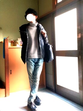 「パラブーツ」｜「アイテム（ダウンジャケット/コート）」を使った、HIROさん（メンズ・159cm）の秋コーディネート