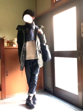 「パラブーツ」｜「アイテム（ダウンジャケット/コート）」を使った、HIROさん（メンズ・159cm）の秋コーディネート