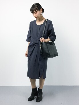 「PLAIN CLOTHING（プレーンクロージング）のアイテム（ワンピース/ドレス）」を使った、ambiさん（レディース・160cm）の夏コーディネート
