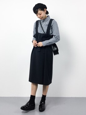 「Settimissimo（セッティミッシモ）のアイテム（ジャンパースカート）」を使った、ambiさん（レディース・160cm）の秋コーディネート