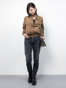 「RAY CASSIN（レイカズン）のアイテム（ブルゾン）」を使った、ambiさん（レディース・160cm）の秋コーディネート