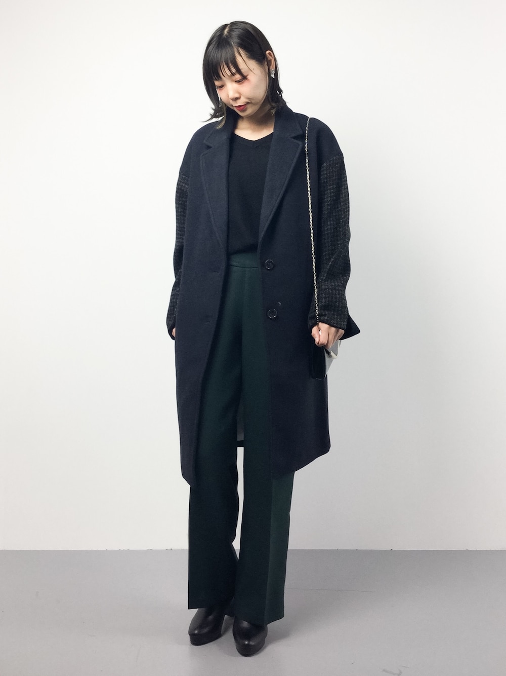 CHIME×Harris Tweed チェスターコート レディース ロング　M CHIME×Harris Tweed】ハリスツィードチェスターコート ロング
