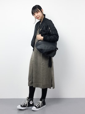 「archives（アルシーヴ）のアイテム（MA-1）」を使った、ambiさん（レディース・160cm）の秋コーディネート
