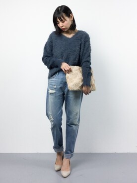 「coca（coca）（コカ）のアイテム（クラッチバッグ）」を使った、ambiさん（レディース・160cm）の冬コーディネート