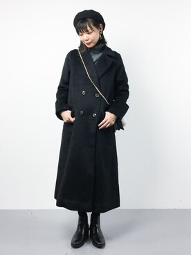 「POU DOU DOU（プードゥドゥ）のアイテム（チェスターコート）」を使った、ambiさん（レディース・160cm）の冬コーディネート